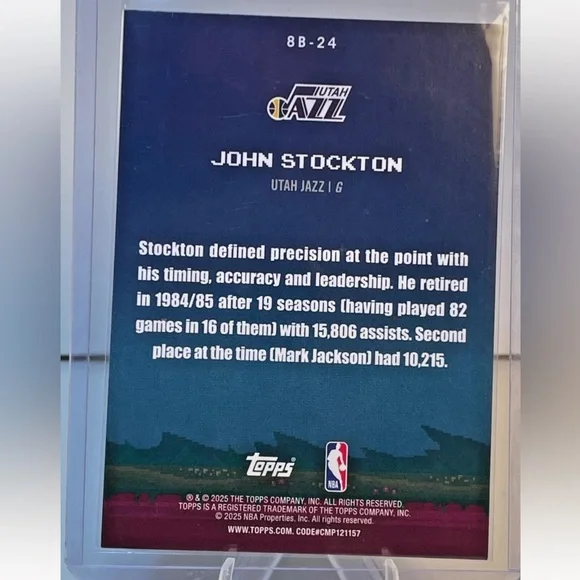 John Stockton 2025/26 Topps Utah Jazz Holo Foil NBA Basketball Card - Picture 2 of 2